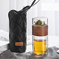 UMOOIN Portable de Cristal del té Infuser- 200ML Doble Pared de Vidrio Botella de Agua de té y Agua de la Botella de té…